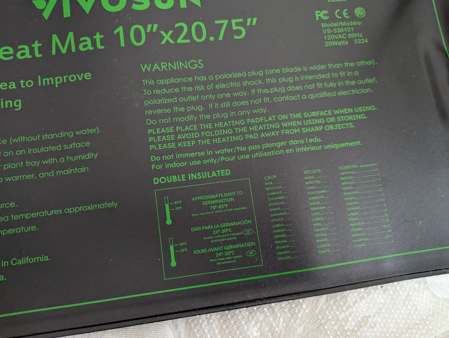 Vivosun Heat Mat 10x20.75" - photo 2