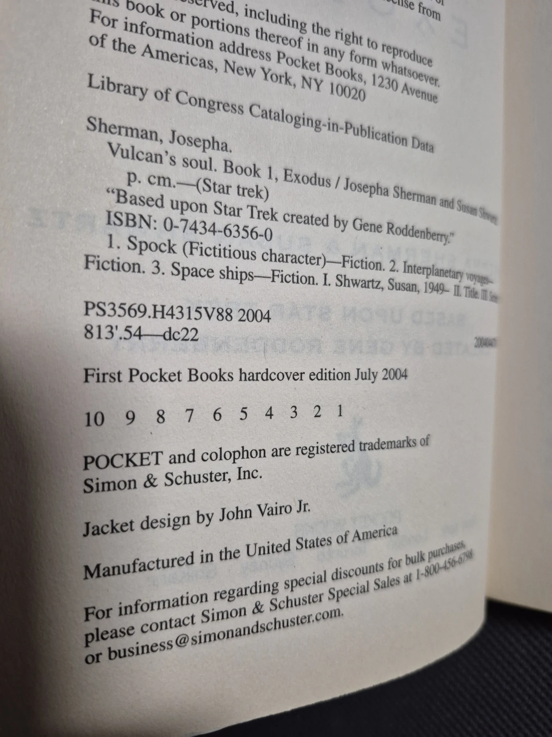 Josepha Sherman - Vulcan's Soul: Exodus (1st Edition - HC) - photo 4