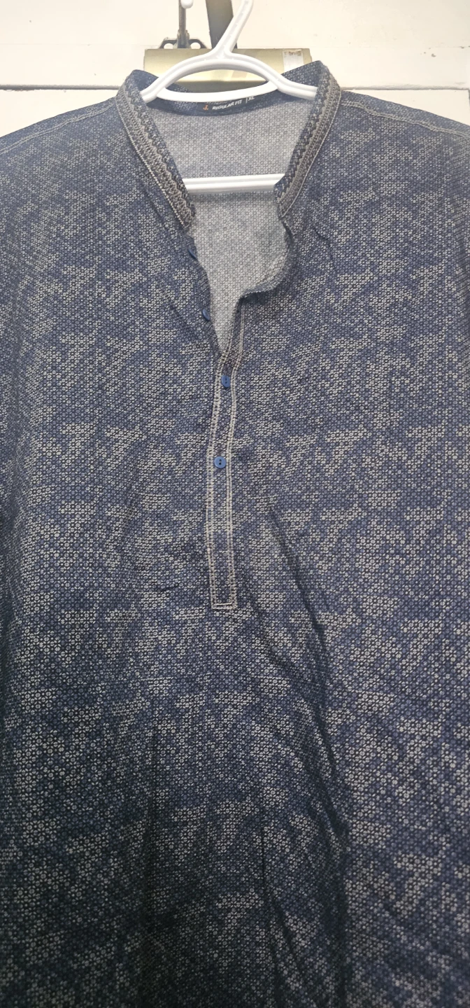 Mens Blue Patterned Kurta - photo 2