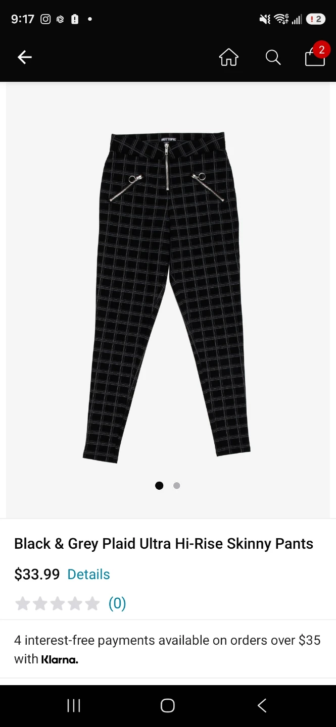 Hot Topic Black & Grey Plaid Ultra Hi-Rise Skinny Pants