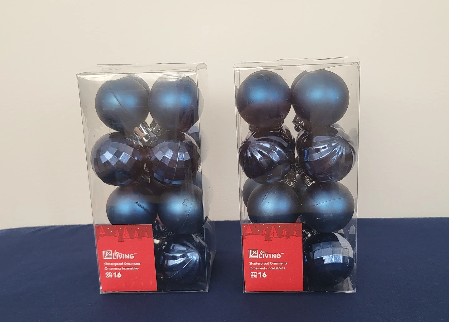 Shatterproof Ornaments, 32 Count, Navy Blue