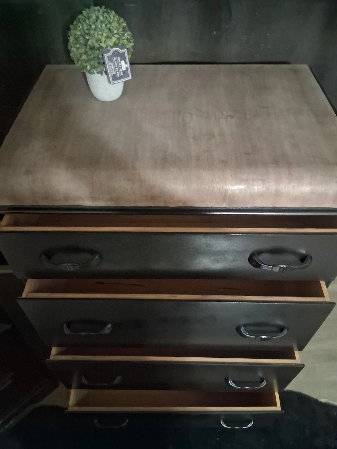 Black Four-Drawer Dresser with Padded Top - photo 3