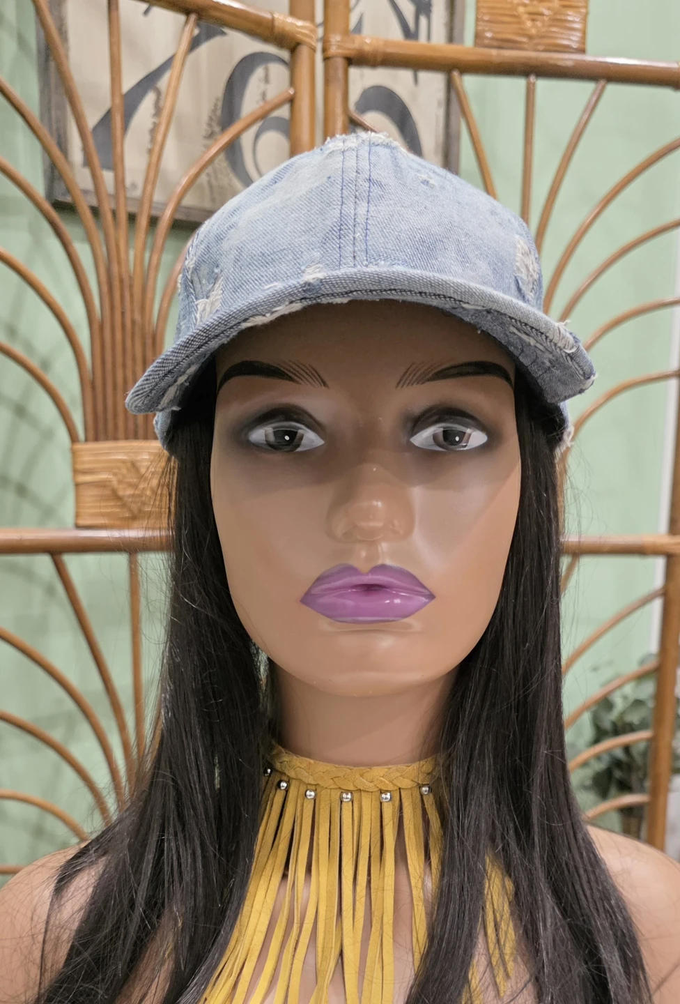 Distressed Denim Baseball Cap - photo 3