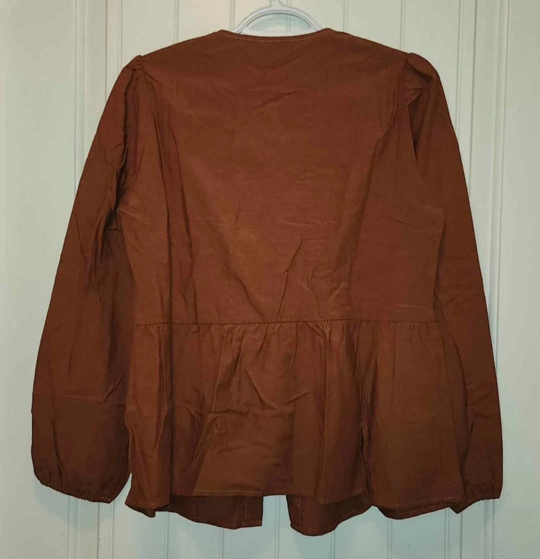 PrettyGarden Brown Long-Sleeve Blouse 🏈 - photo 3