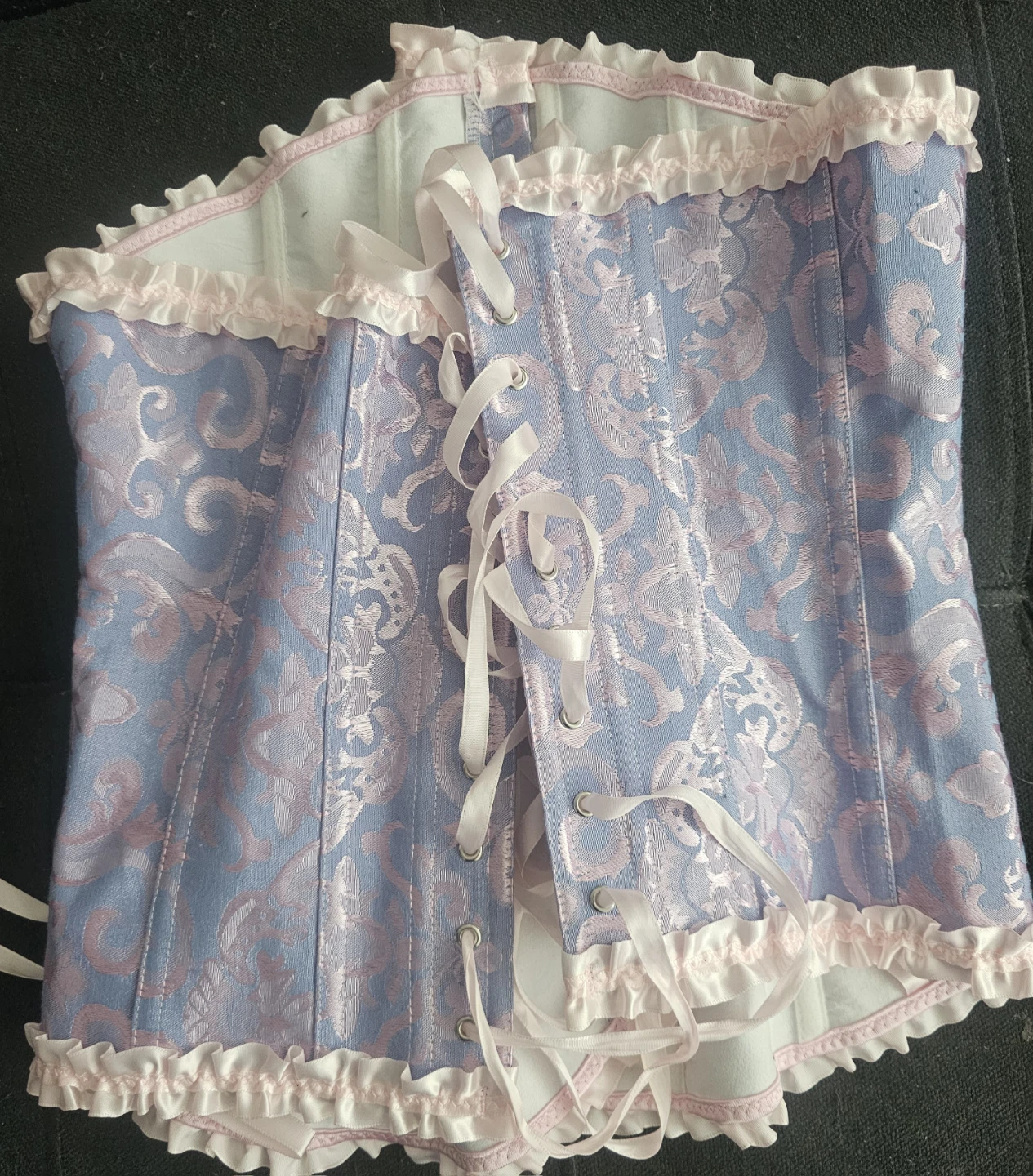 Pastel Blue Floral Brocade Corset
