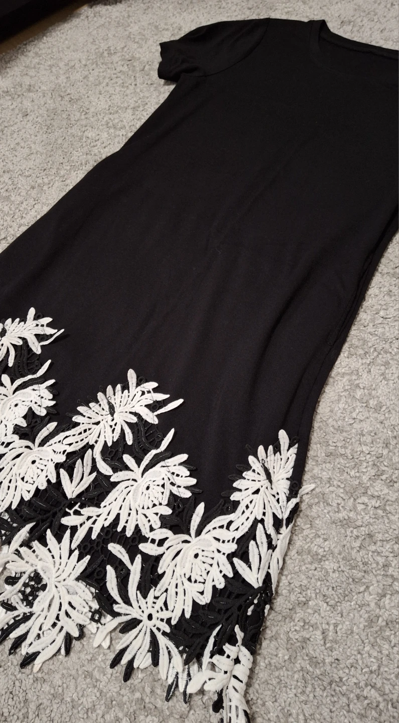 Black Dress with White Lace Trim - photo 5