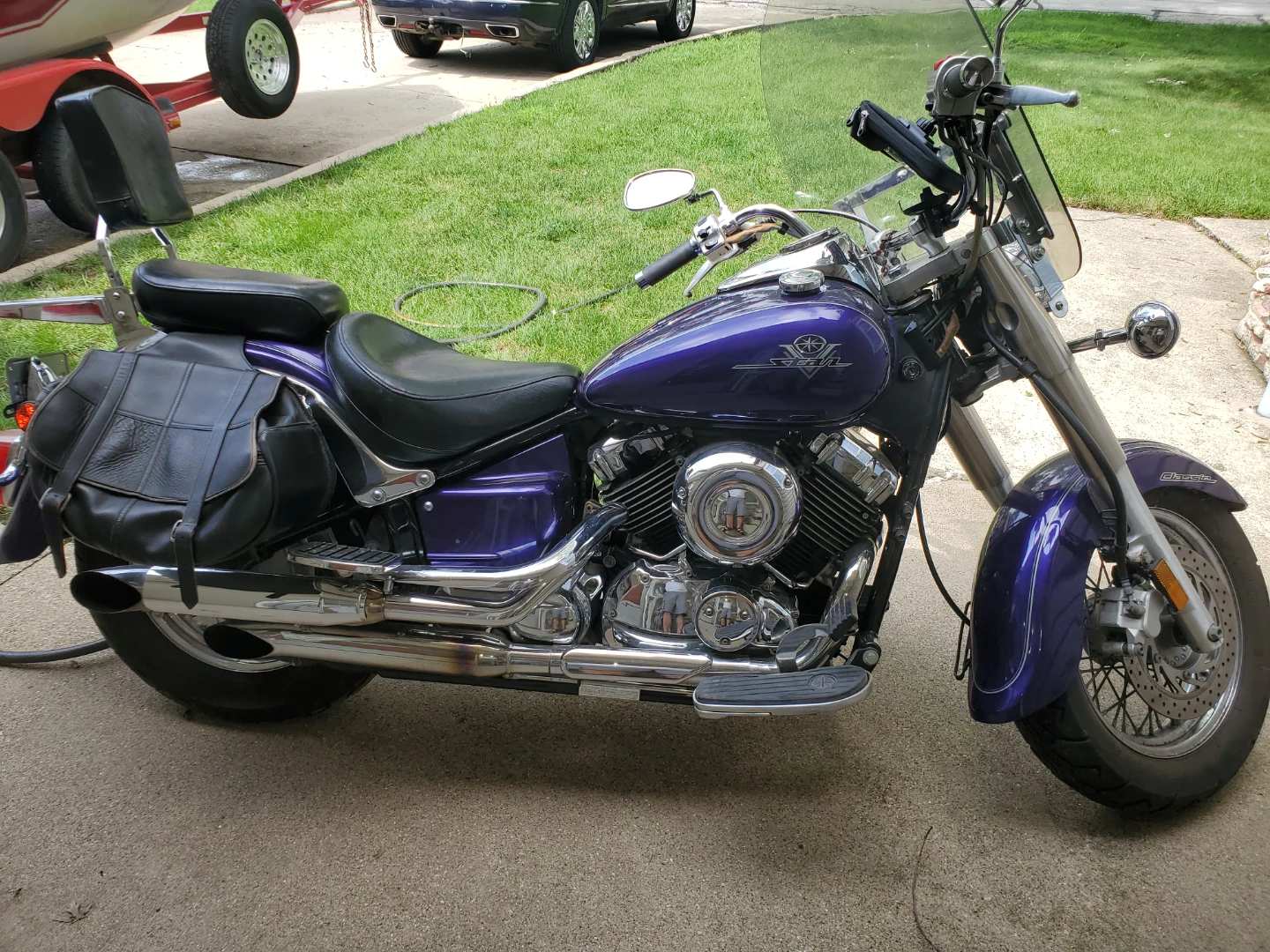 Purple Yamaha V-Star Motorcycle - photo 3