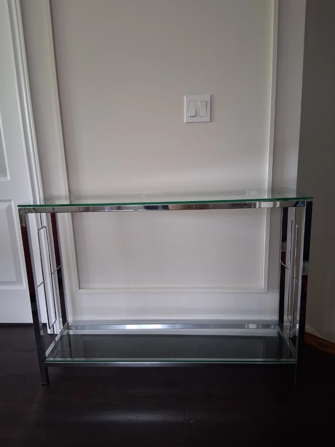 Chrome and glass console table - photo 4