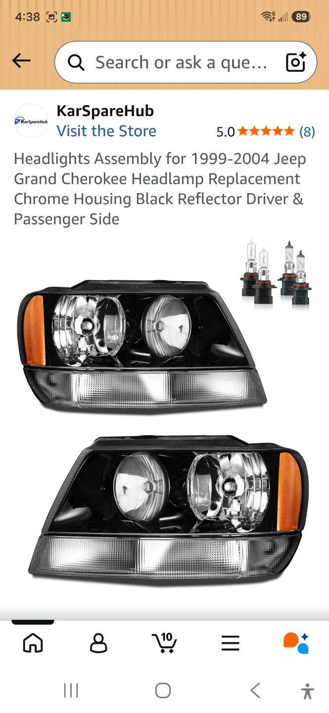 Jeep Grand Cherokee Headlight Assembly 1999-2004