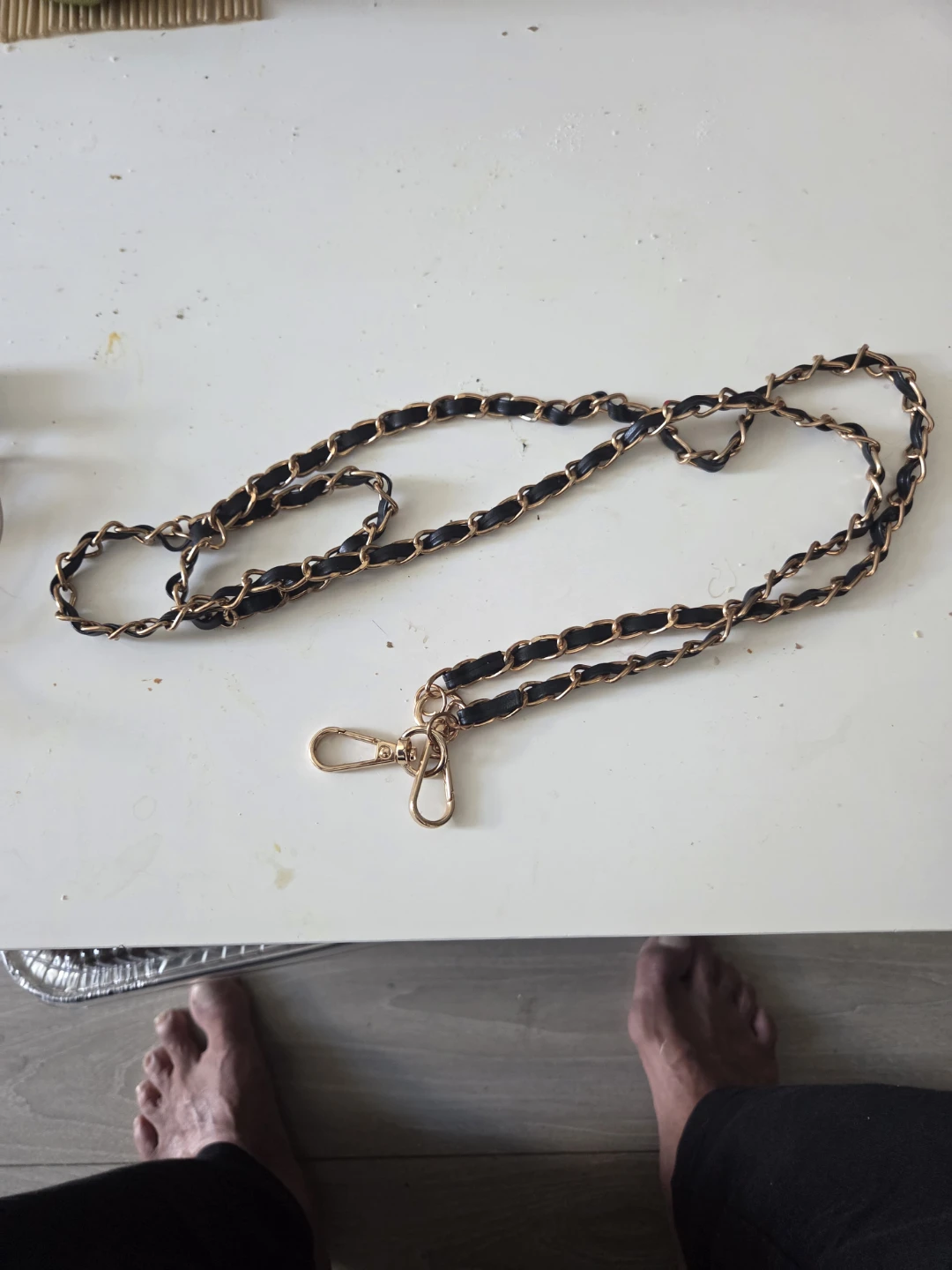 Gold and black woven chain purse strap - photo 5