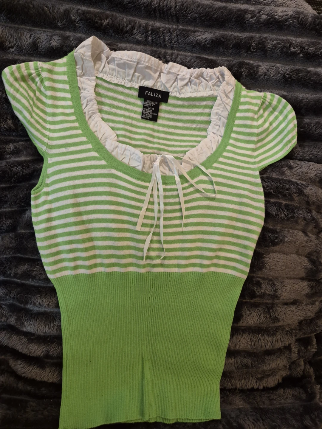Faliza Green and White Striped Top - photo 4