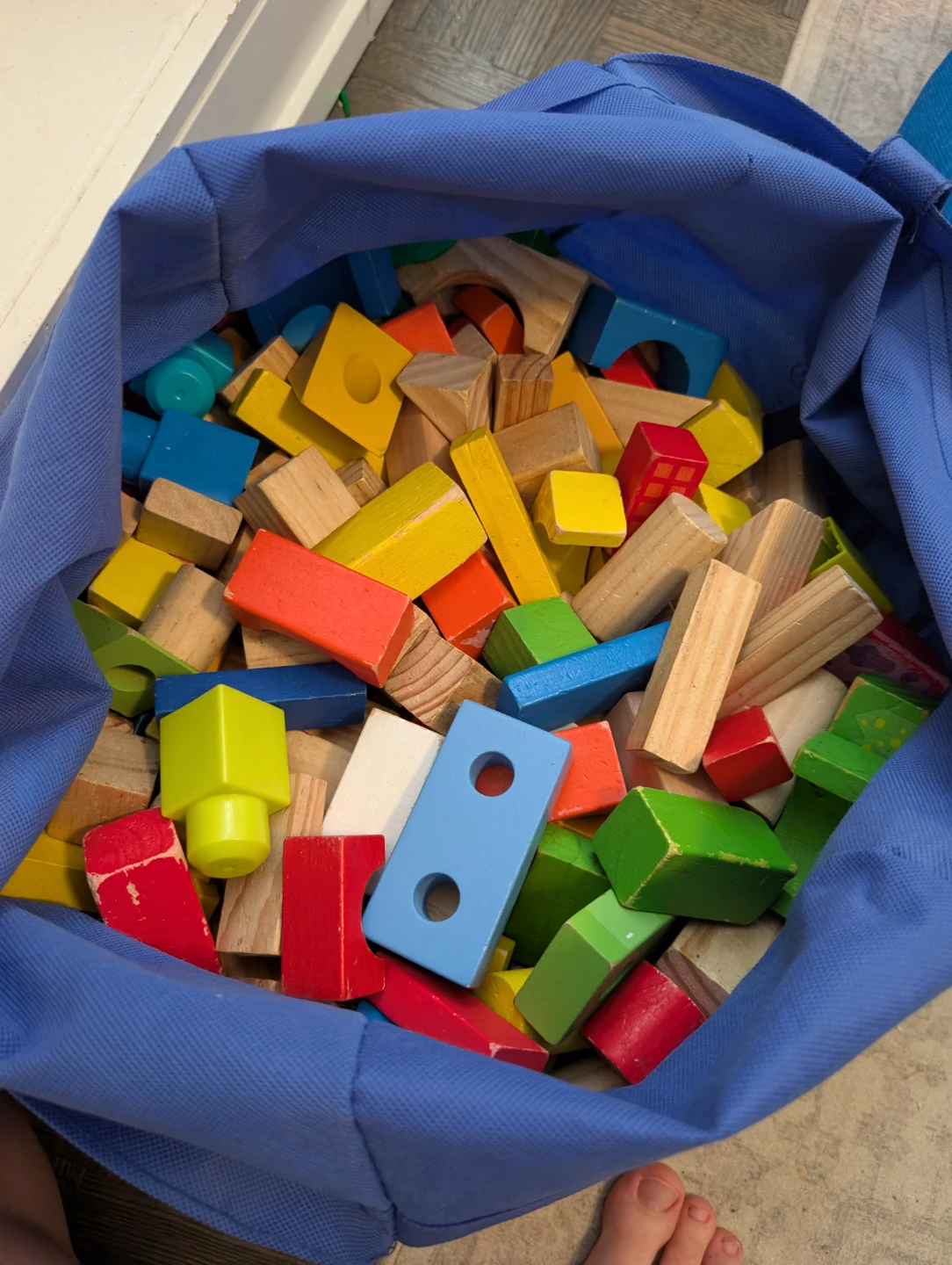 Assorted Wooden Building Blocks in Storage Bag - photo 3