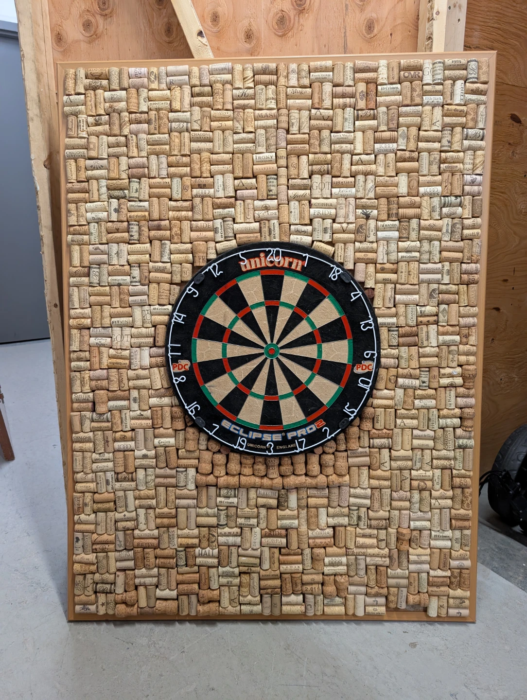 Unicorn Eclipse Pro2 Dartboard on Wine Cork Backboard