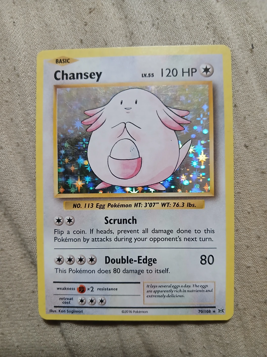 Holo Chansey 70/108 2016 Pokémon Card