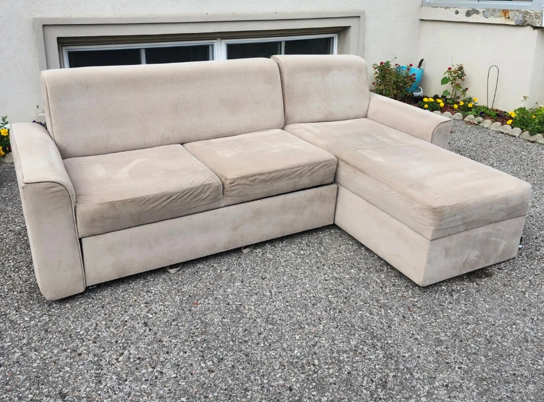 Beige Sectional Sofa bed with Chaise - photo 2
