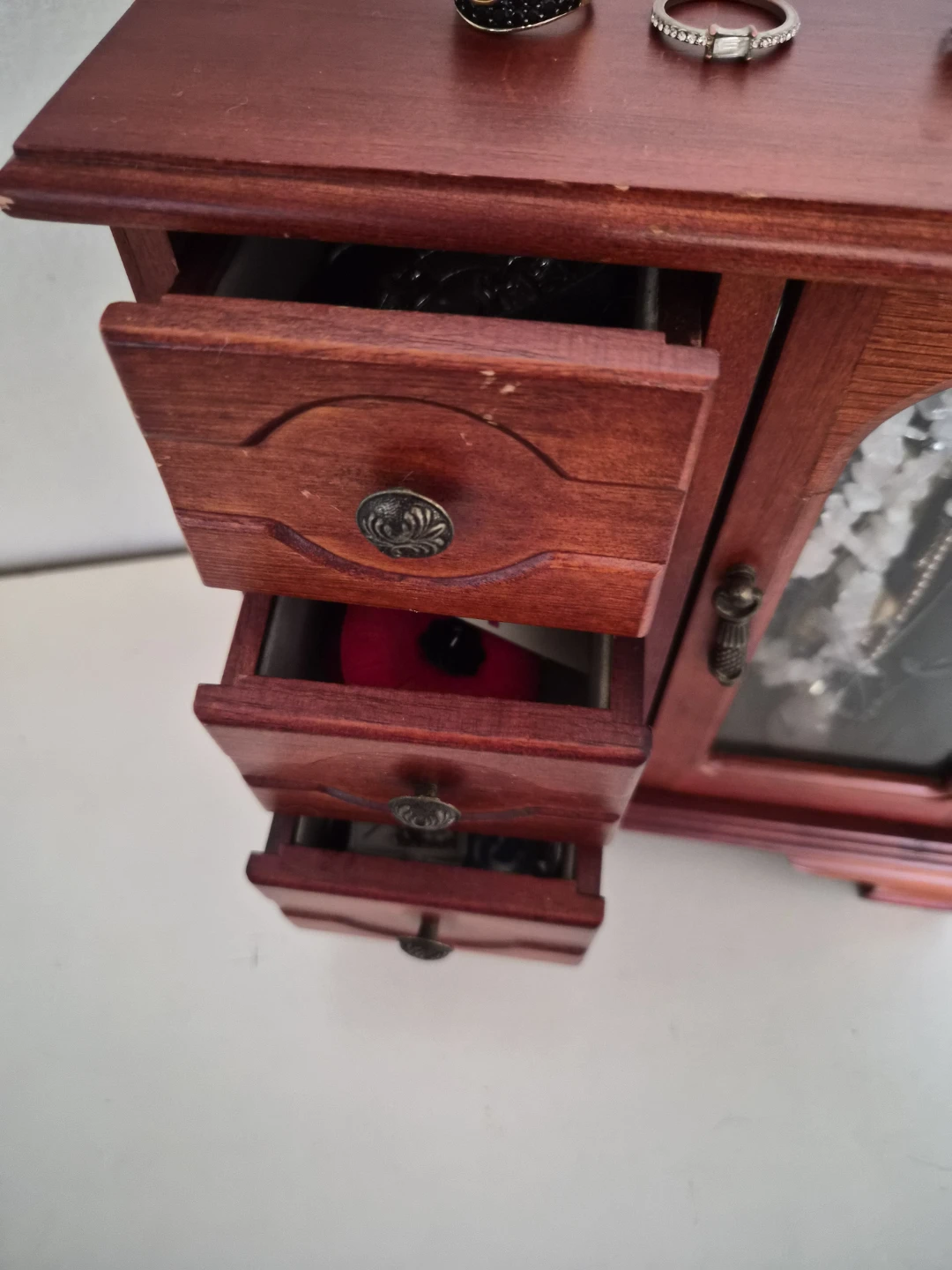Wooden Jewelry Box with Drawers and Necklace Hanger - photo 5