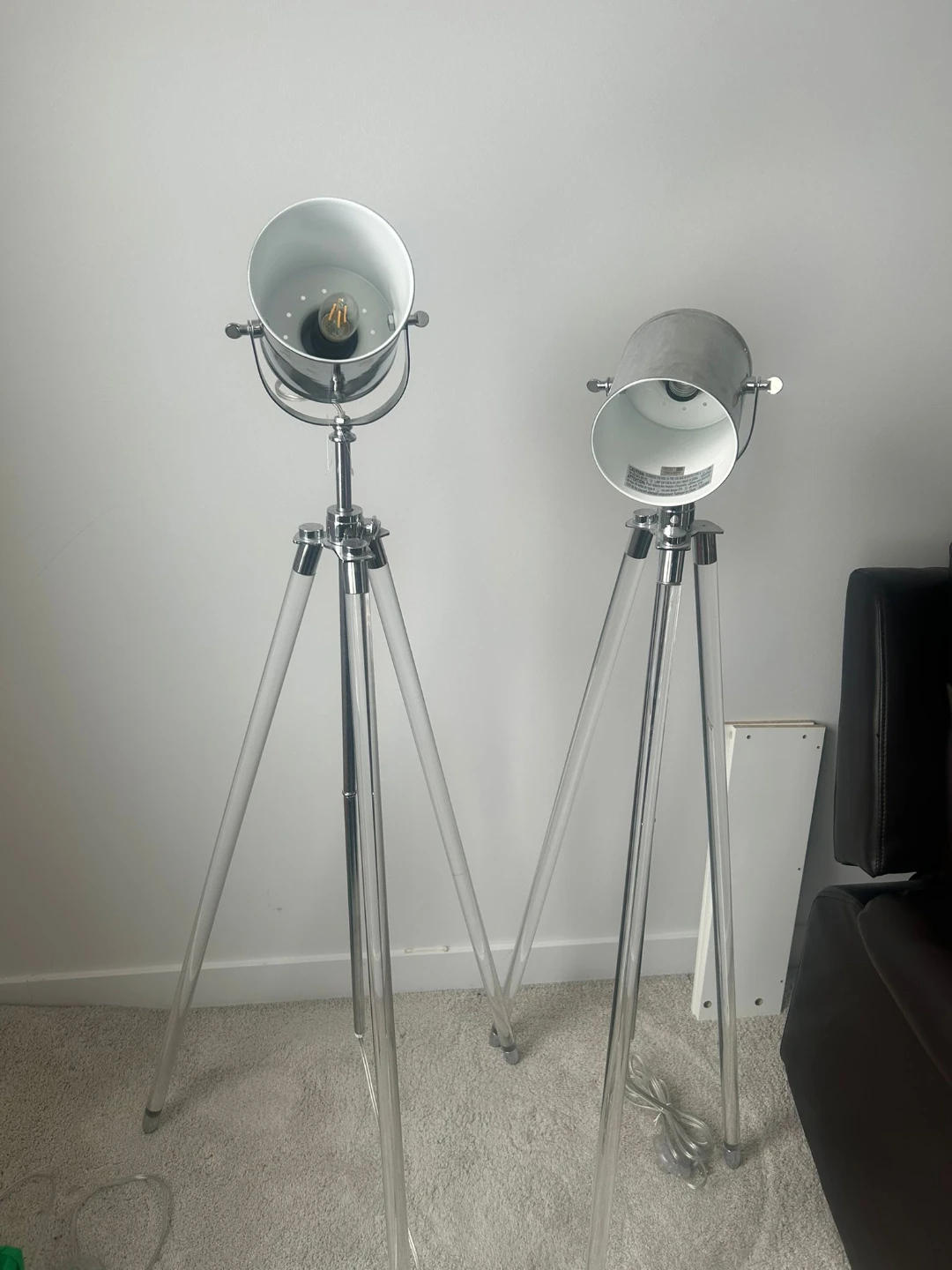 Pair of Adjustable Tripod Floor Lamps