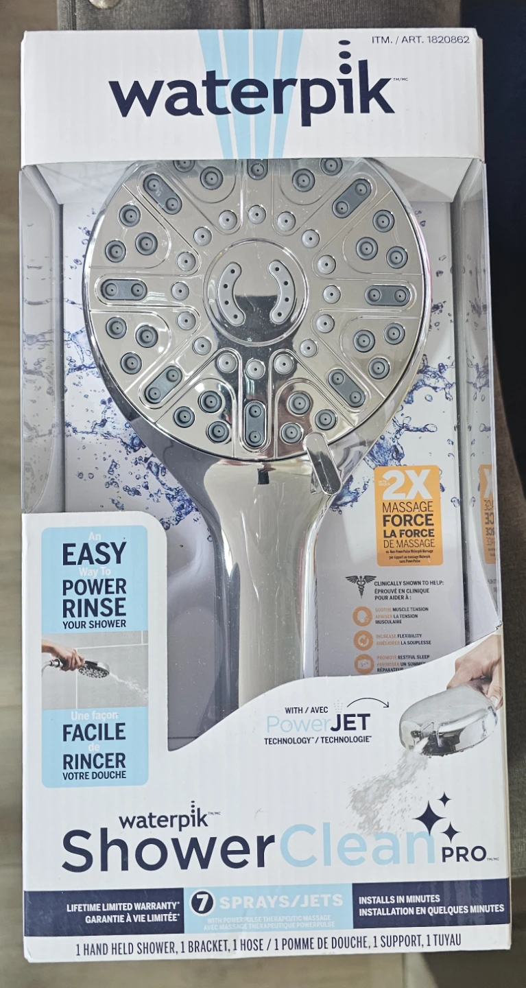 New Waterpik ShowerClean Pro Shower Head Set (Model 1620862)