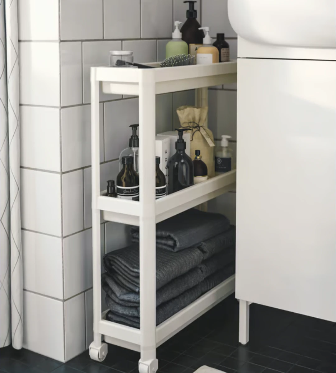White 3-Tier Rolling Storage Cart - photo 2