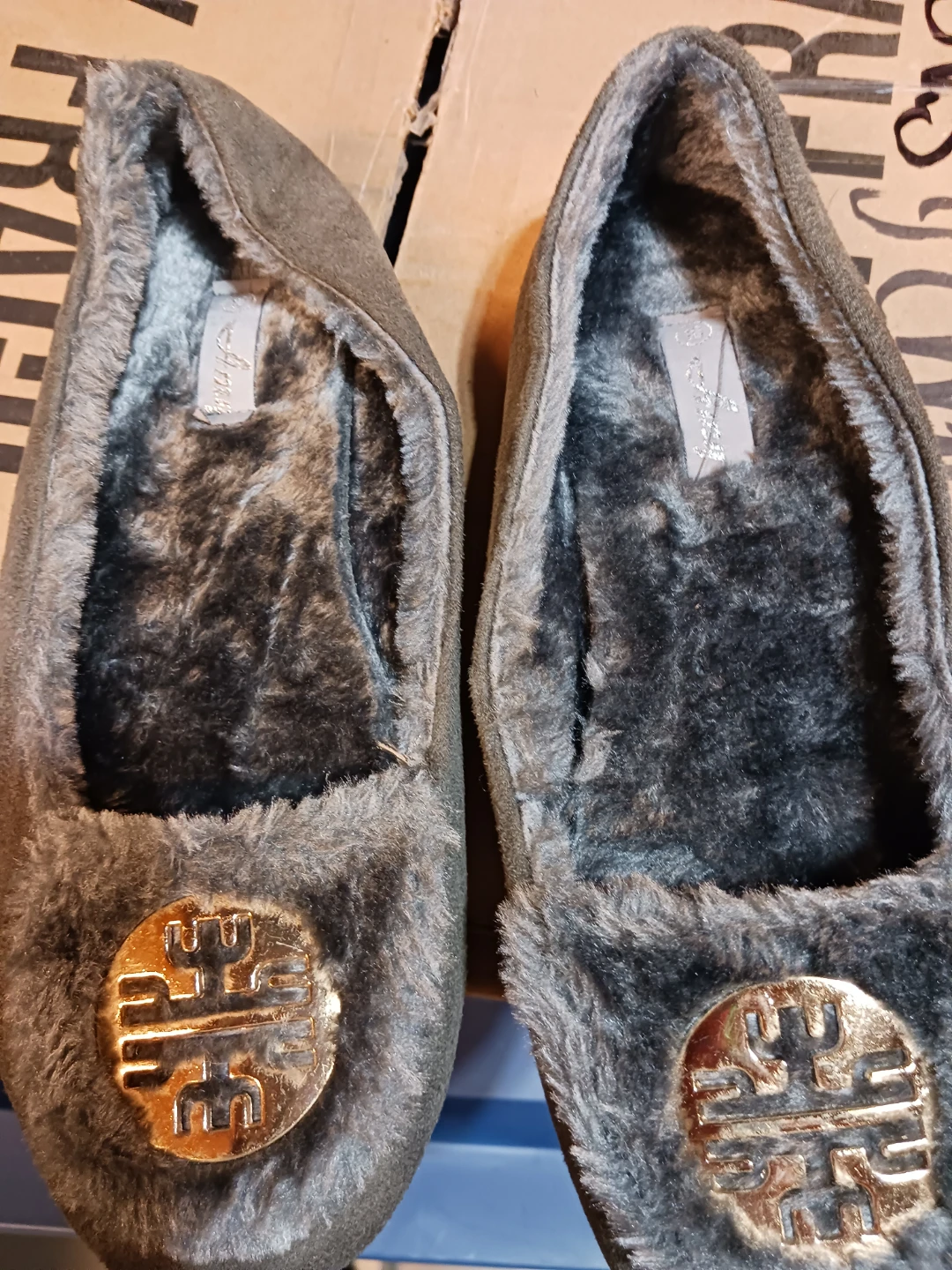 Gray Faux Fur Slippers
