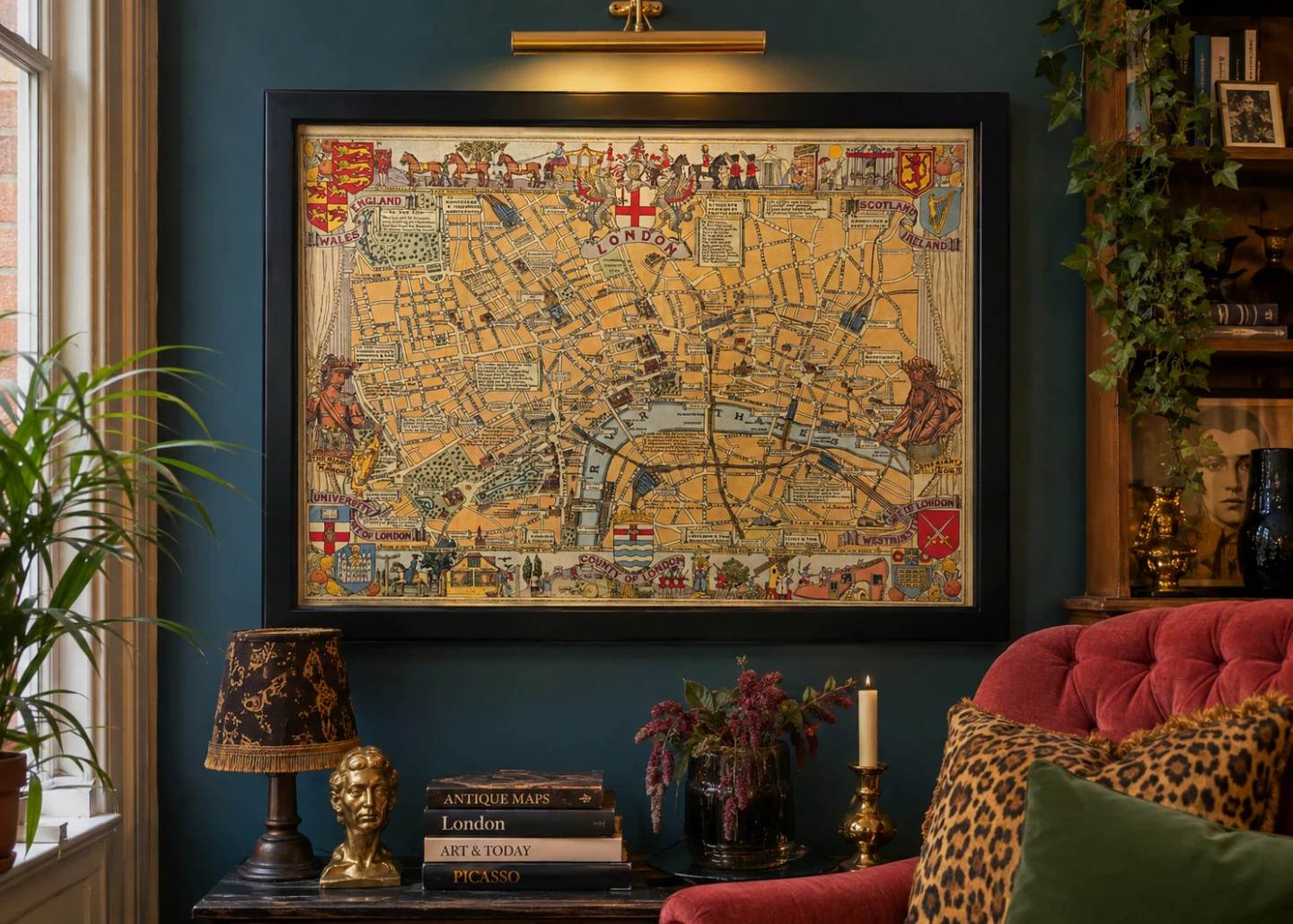 Vintage Framed 1938 reproduction of Children's Map of London