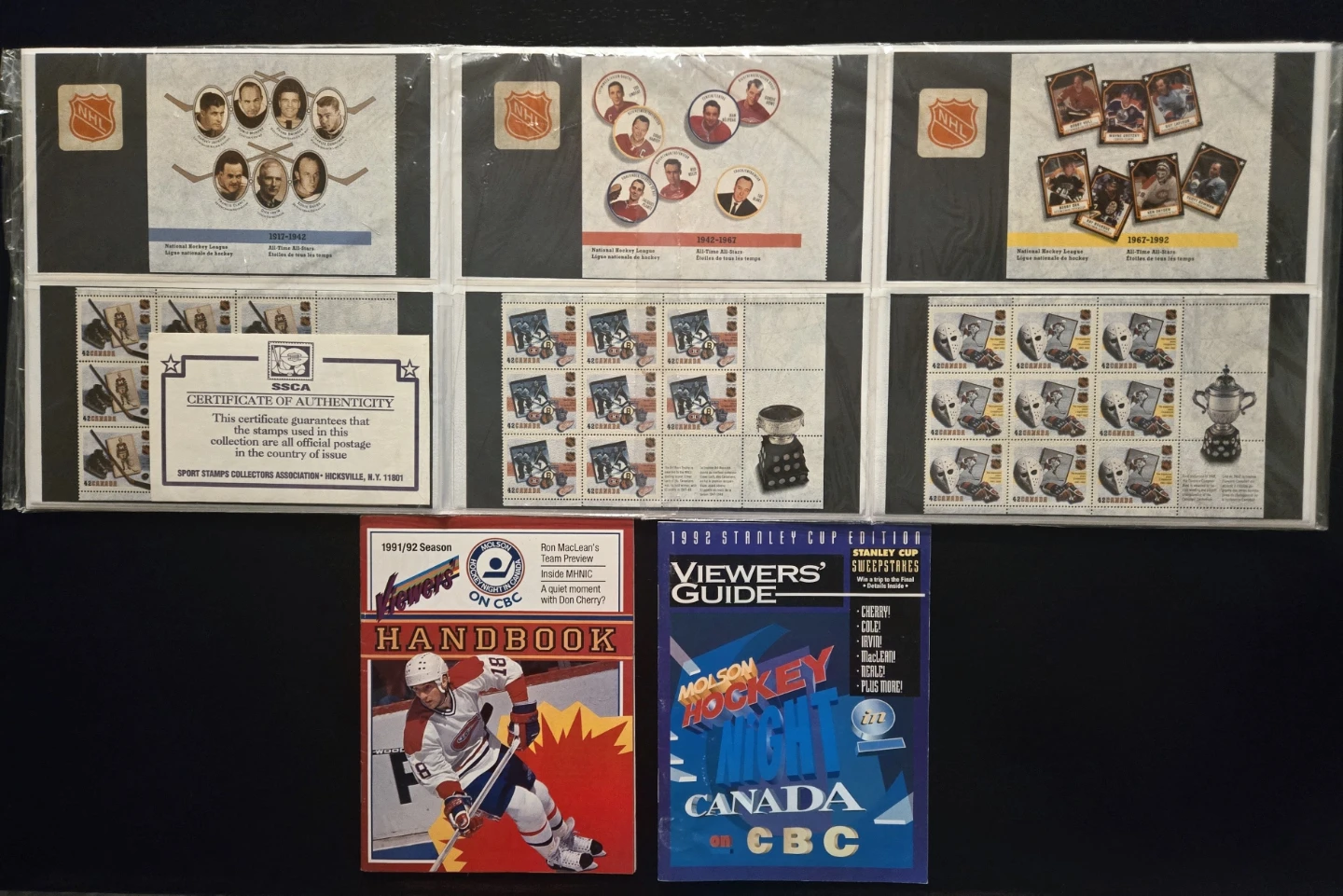 Rare Deluxe 92 NHL Hockey Stamp Portfolio & Molson Handbooks