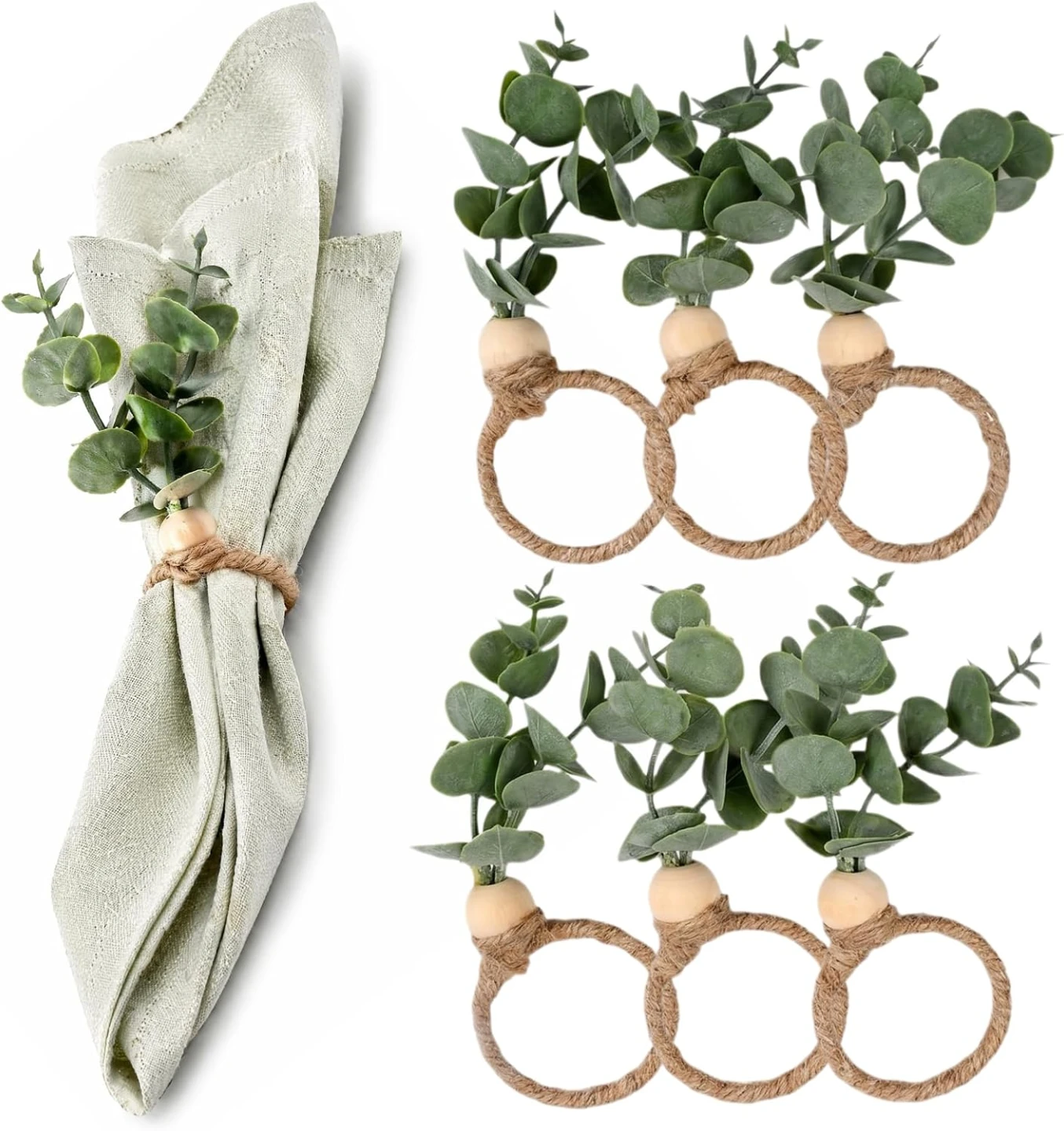 Set of 6 Eucalyptus Napkin Rings