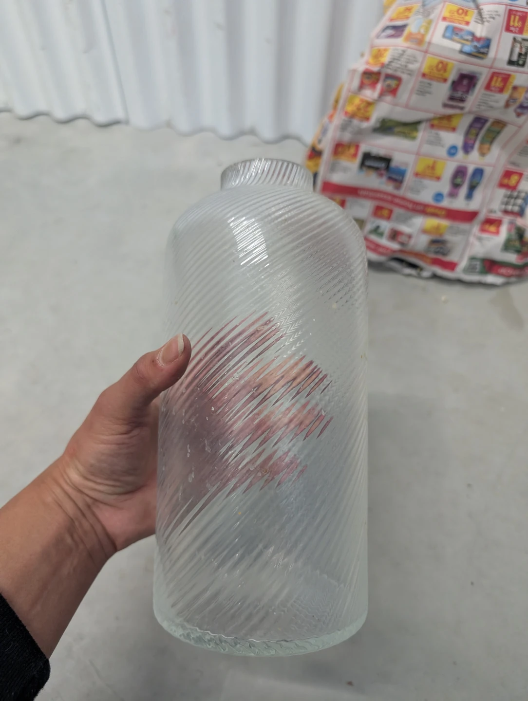 Clear Glass Vase with Spiral Pattern - photo 2