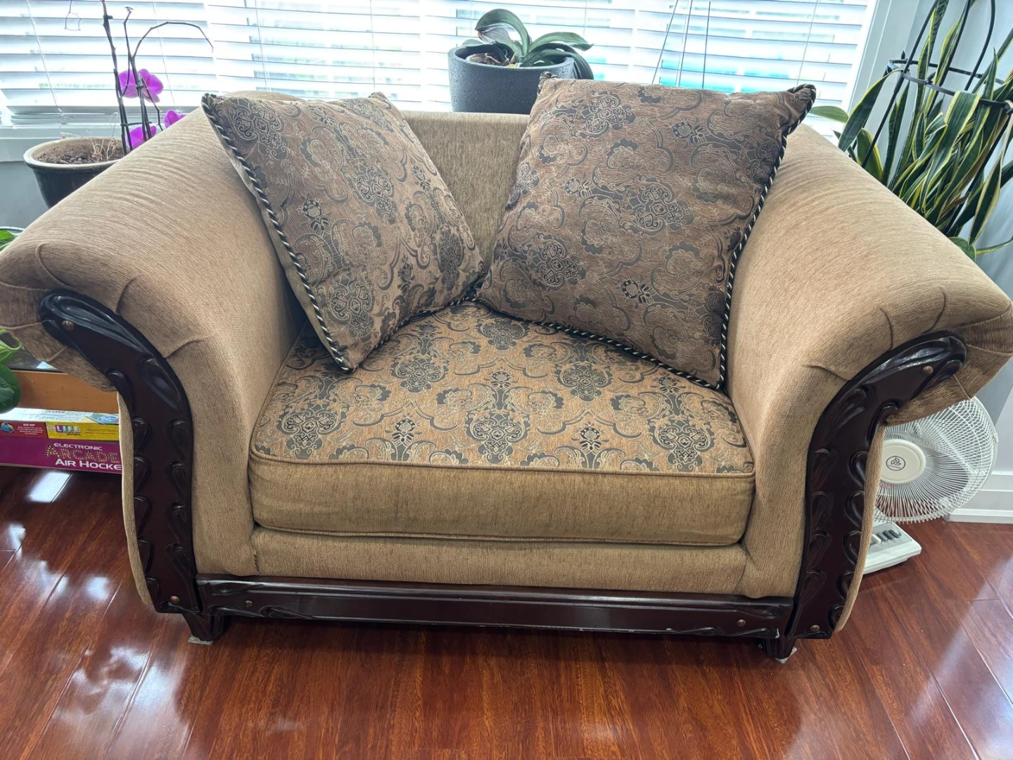 3 Piece Goldish‑Brown Mahogany Sofa Set – $500 (Negotiable) - photo 3