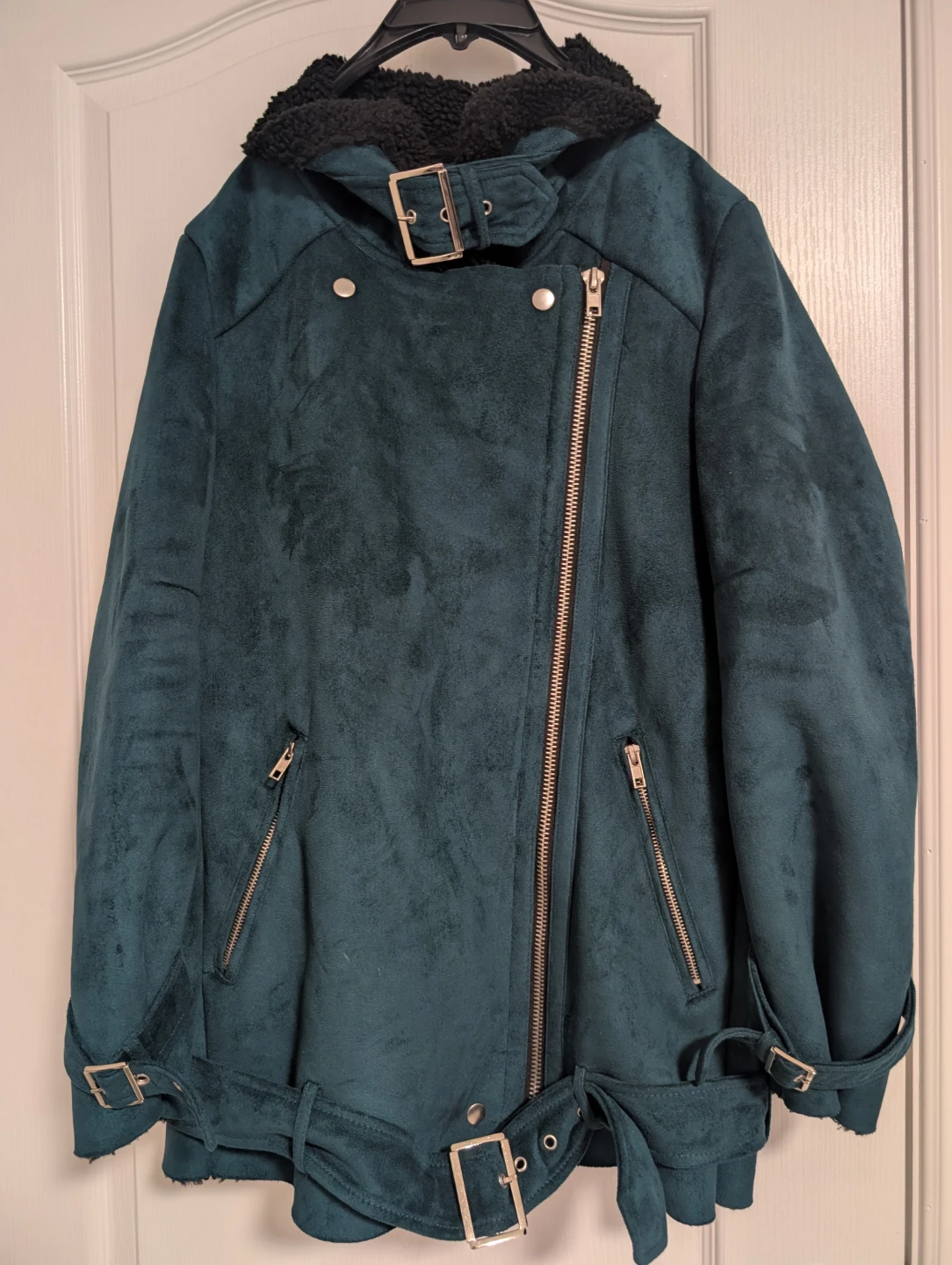 Teal Faux Suede Moto Jacket - photo 2