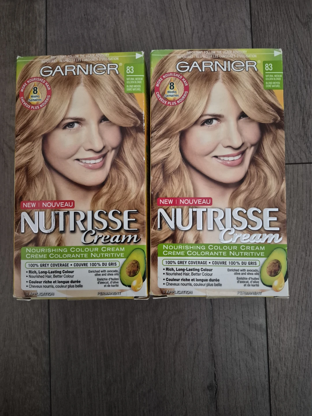 2 Boxes Garnier Nutrisse Cream 83 Natural Medium Golden Blonde