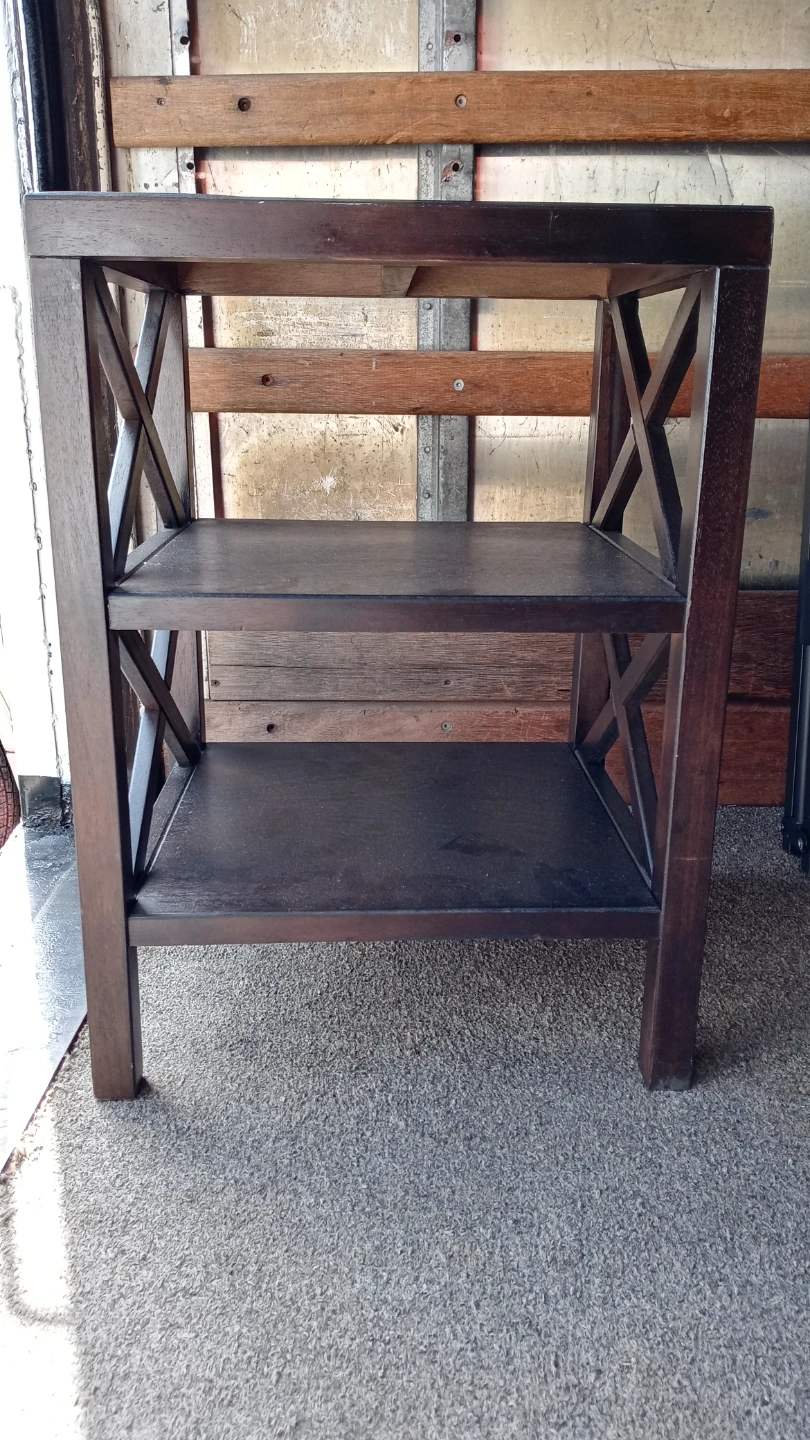 Dark Wood End Table with X-Side Design - photo 2