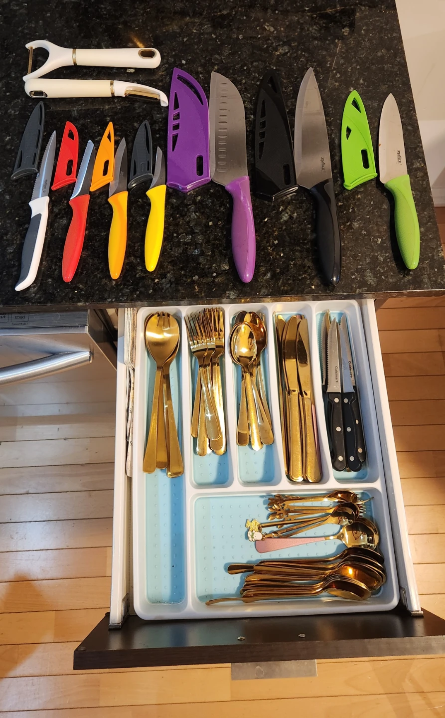 Knife Set and Gold-Tone Cutlery Collection