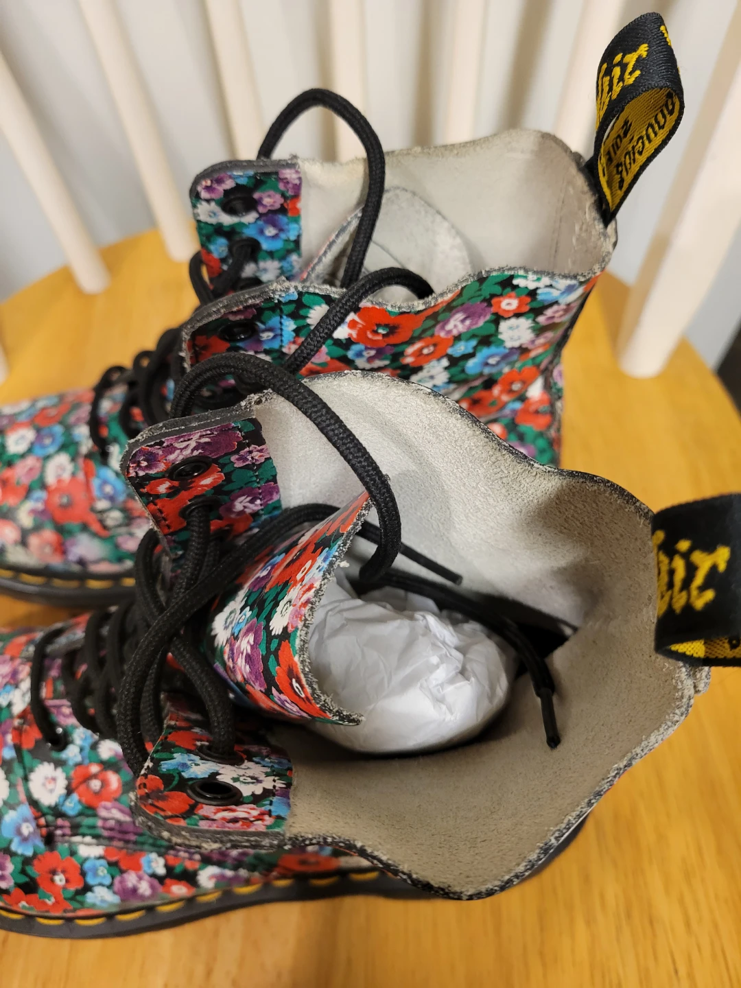 Dr. Martens Pascal Floral Flowers Women Leather Lace Boots Sz 8 - photo 5