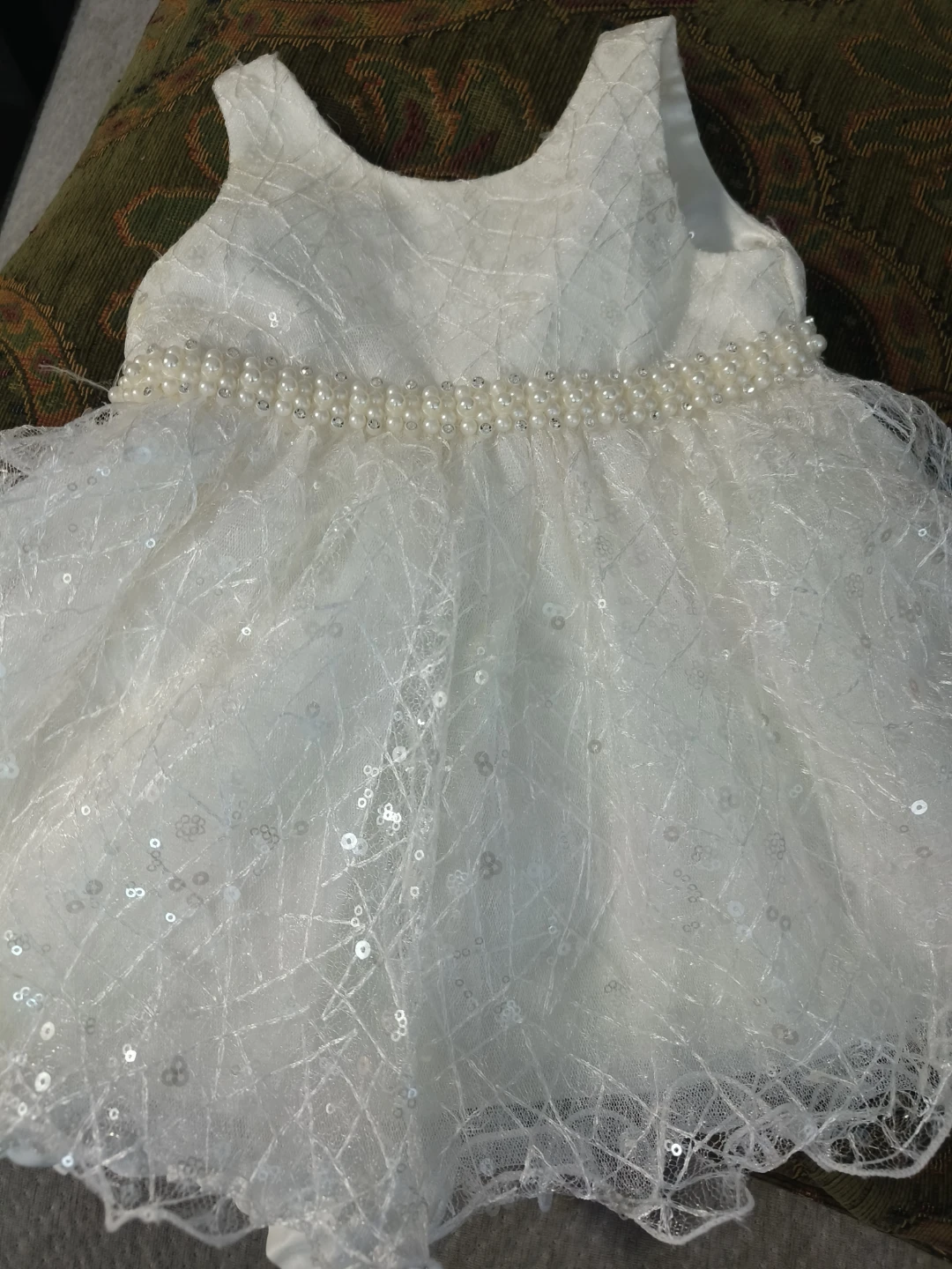 White Pearl Beaded Baby Dress