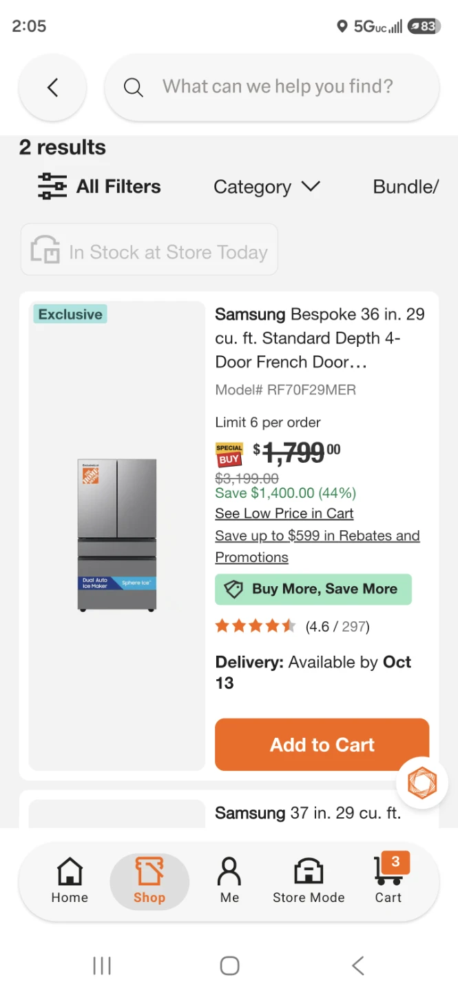 New Samsung Bespoke 29 cu. ft. 4-Door French Door Refrigerator