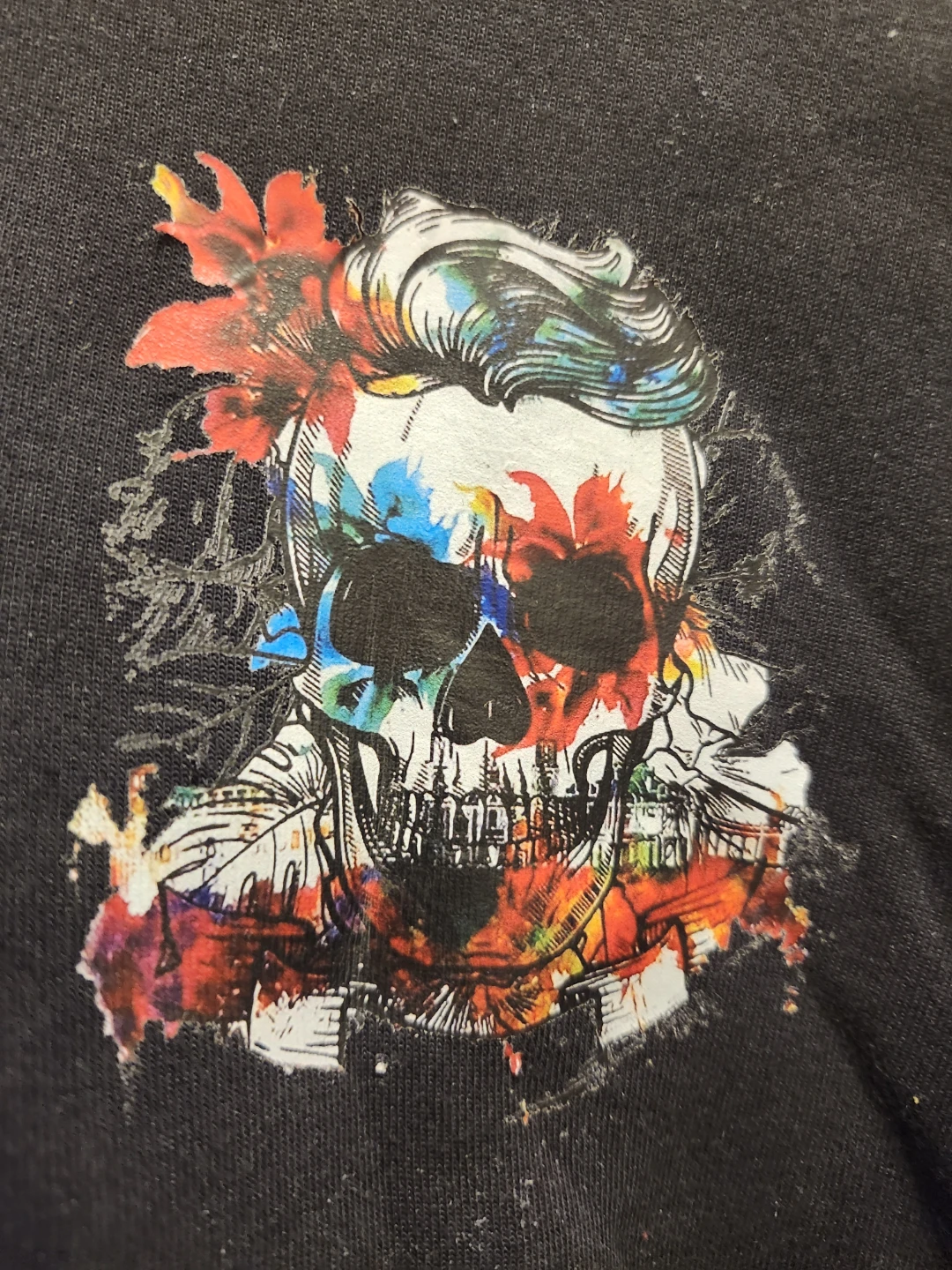 Adidas Black Hoodie with Skull Graphic