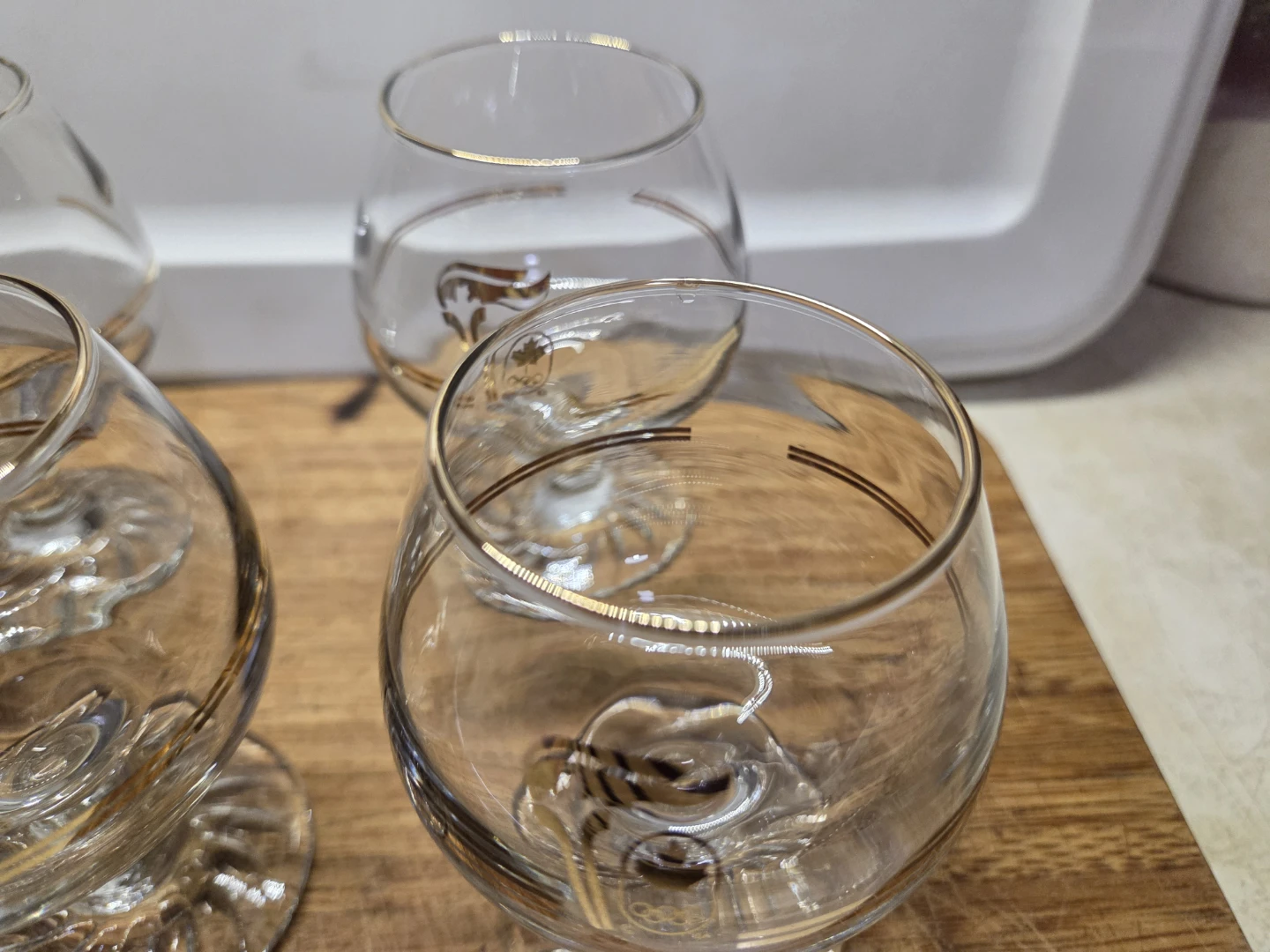 1988 Olympic Set of 4 Vintage Brandy Glasses with Gold Trim - photo 3