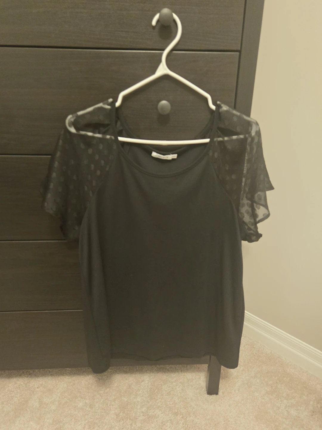 Black Blouse With Polka Dot Sleeves 🏈