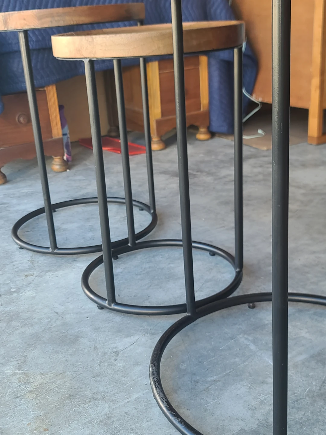 Structube Set of 3 Wood & Black Metal Nesting Side Tables - photo 4
