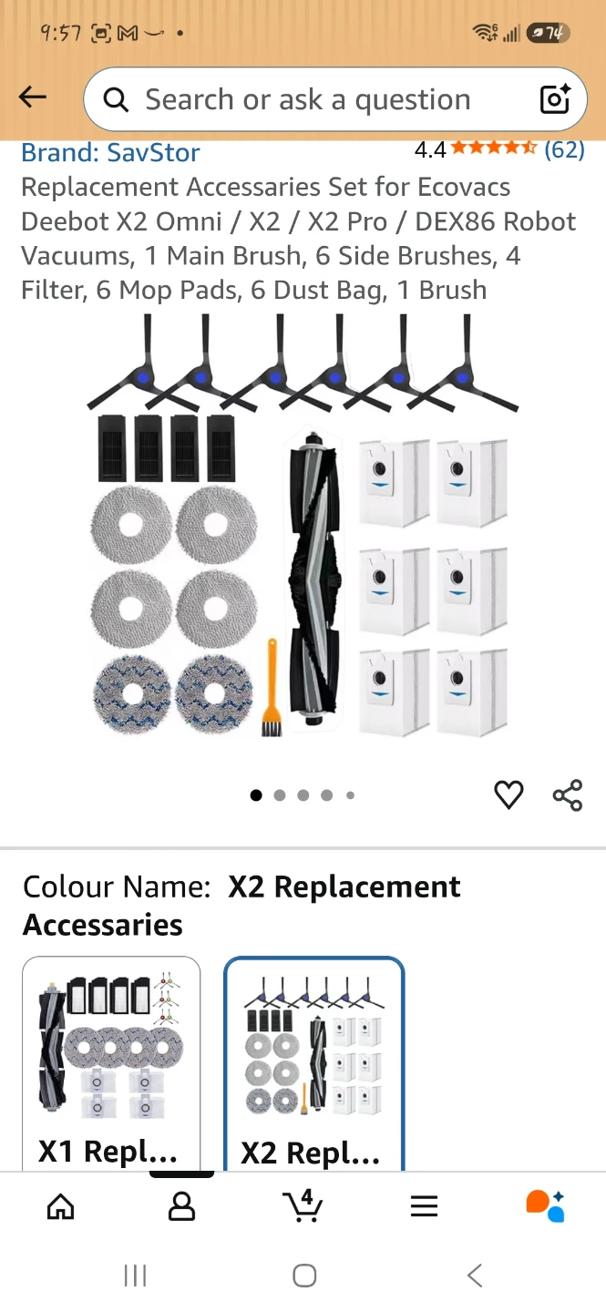 Replacement Accessory Set for Ecovacs Deebot X2 Omni