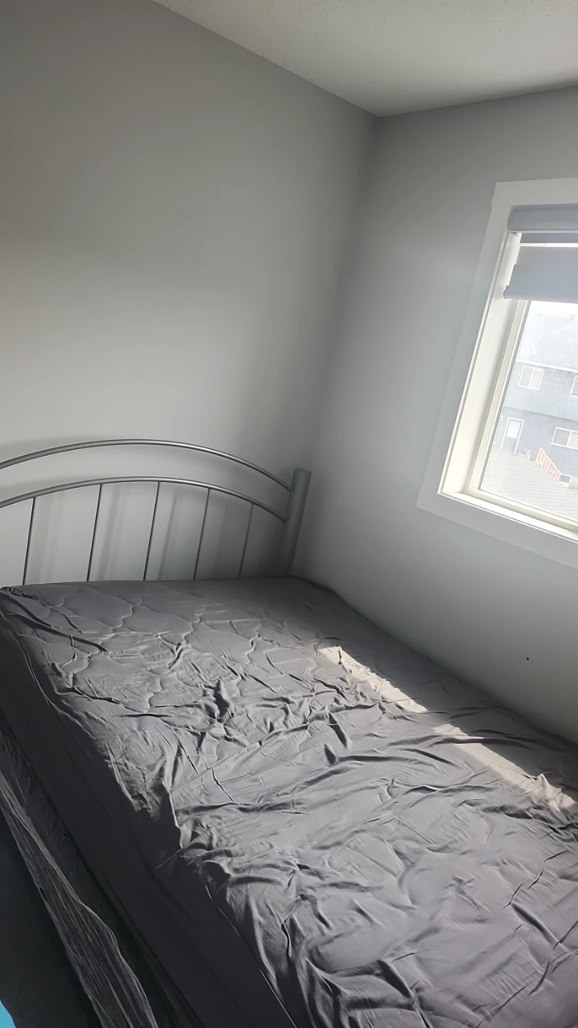 Silver metal frame double bed with mattress and spring  box - photo 4