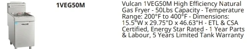 Vulcan 1VEG50M High Efficiency Natural Gas Fryer - photo 4