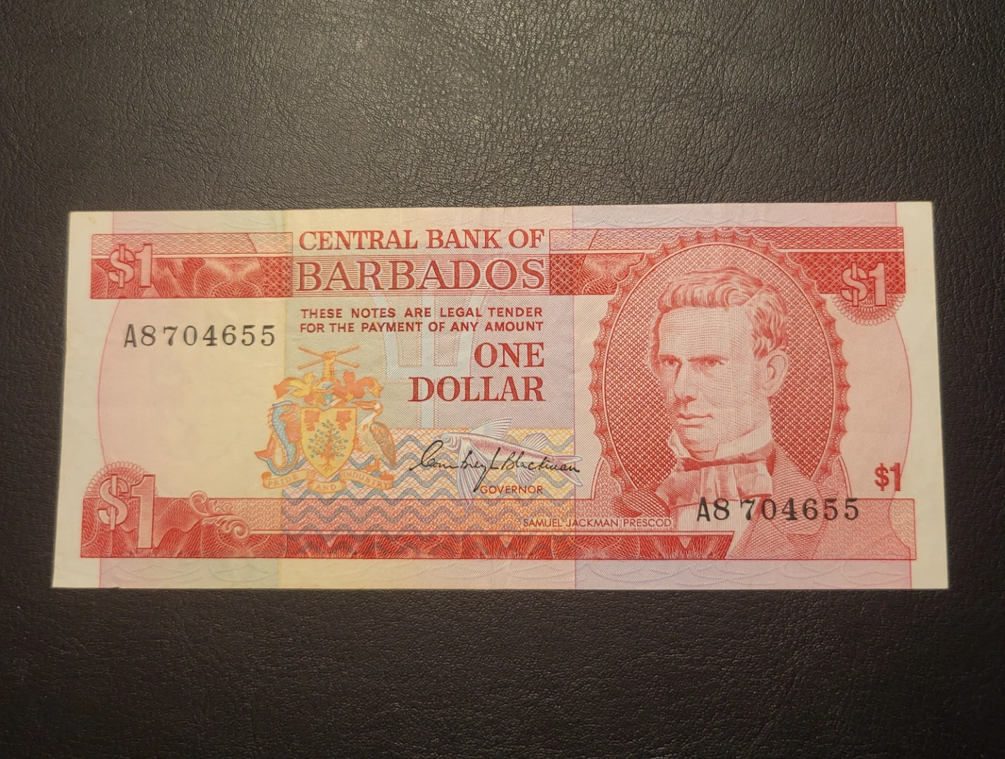 Central Bank of Barbados One Dollar Note