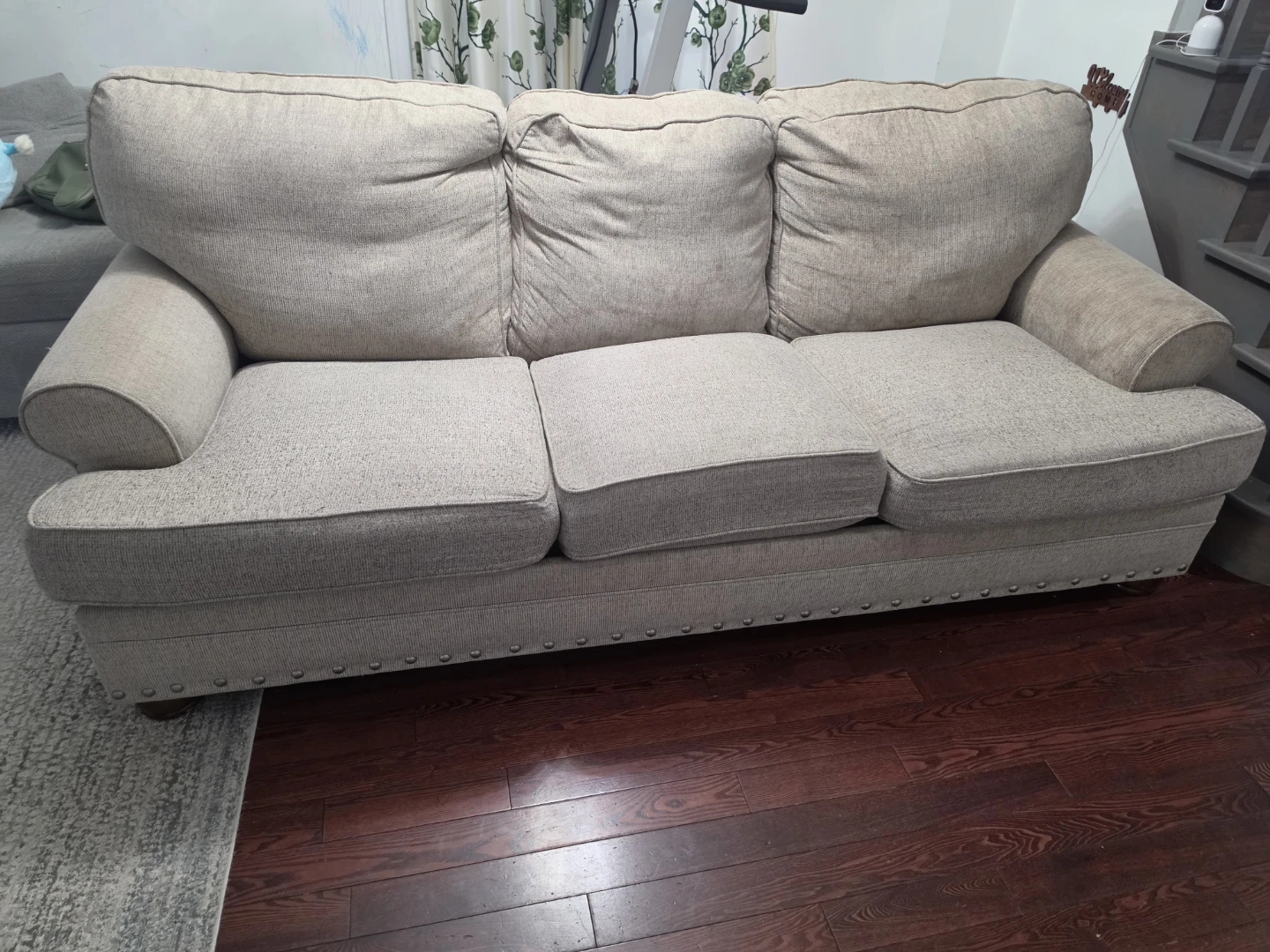 Beige Three-Seater Sofa - photo 4