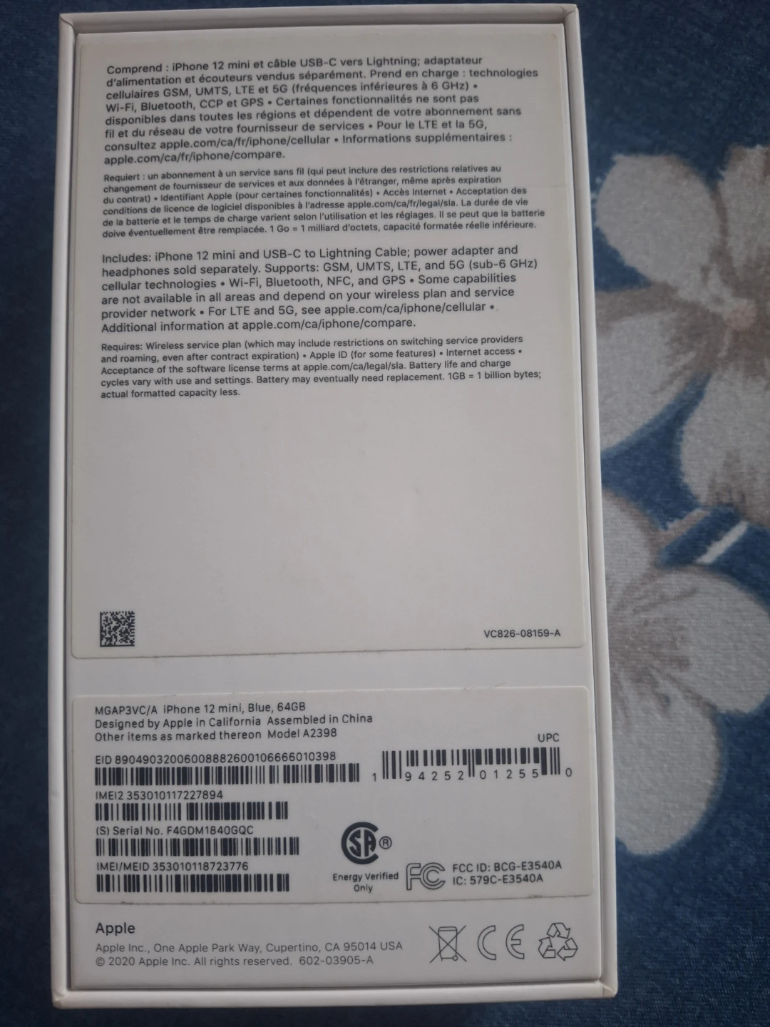 Apple iPhone 12 mini 64GB Blue Empty Box - photo 2