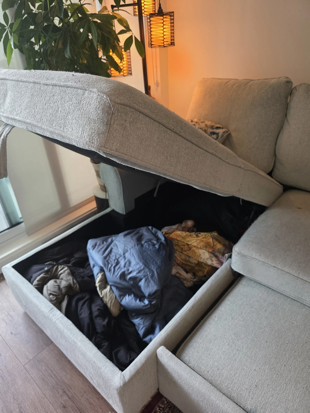 Light Grey Sectional Sofa Bed with Storage - photo 3