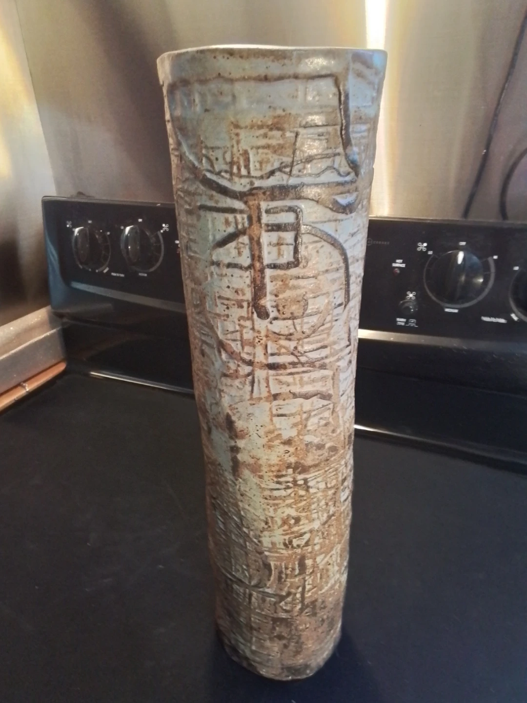 Monumental 16" Charles Counts Studio Pottery Cylinder Vase - photo 2