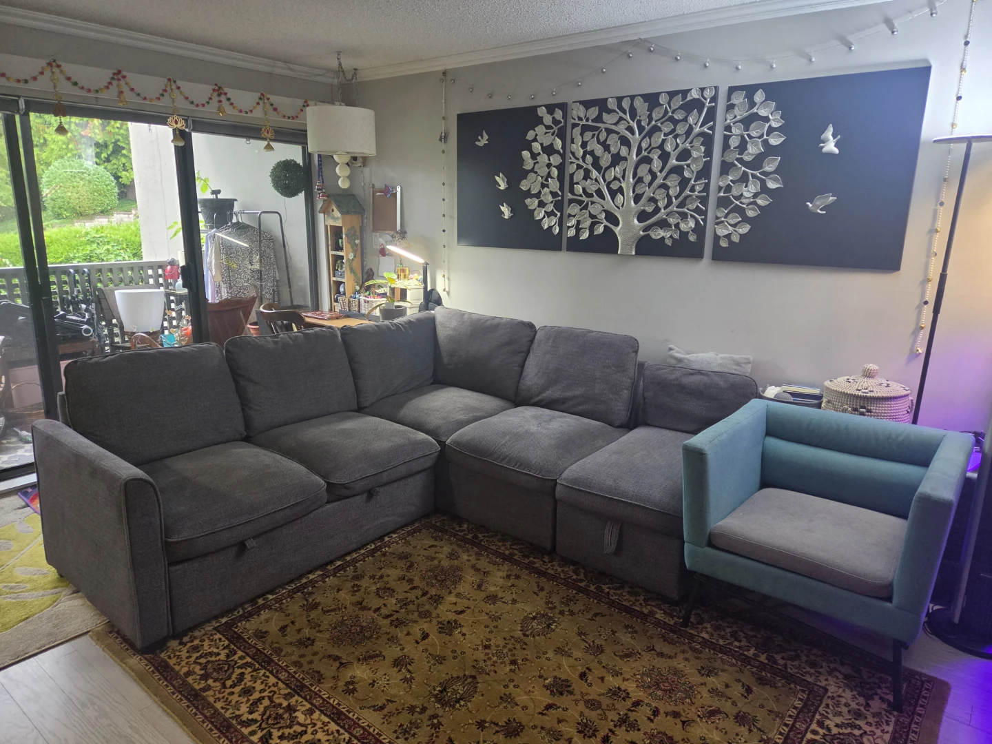 Dark Grey Sectional Sofa with Storage - photo 4