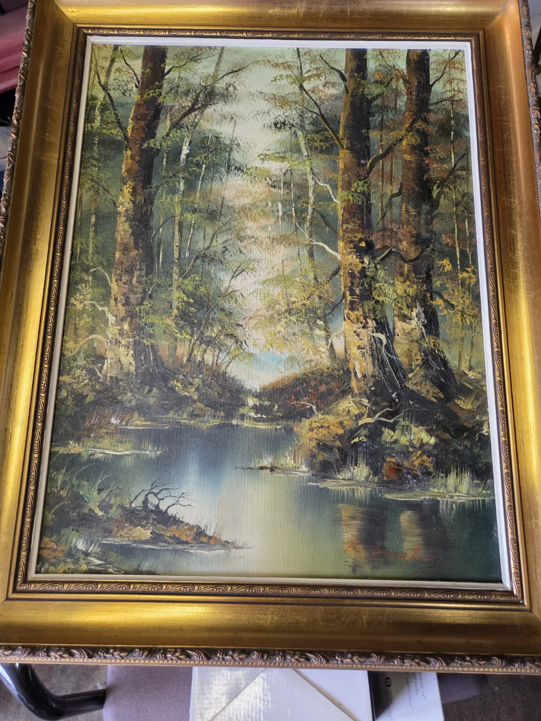 Vintage Framed Landscape Oil Painting